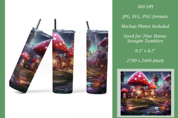 18 Toadstool Fairy House Tumbler Wraps
