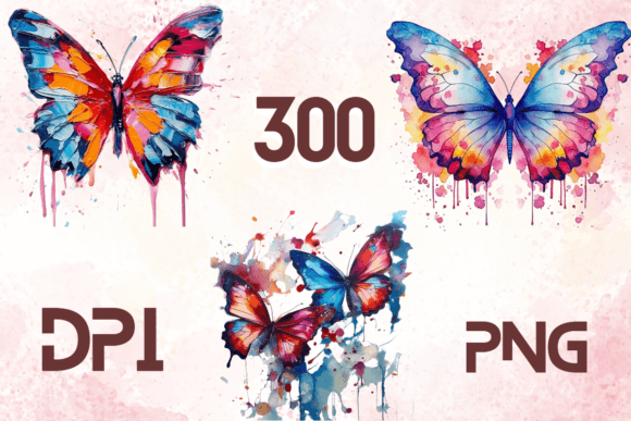 Butterflies Pretty Colorful Clipart 01: A Burst of Beauty for Creative Projects