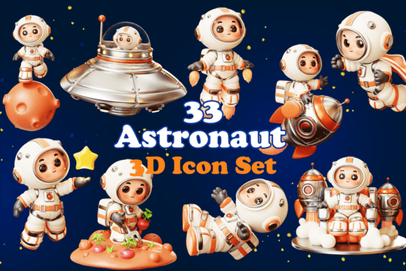 Cute Astronaut Illustration Set: A Versatile Resource for Creative Projects