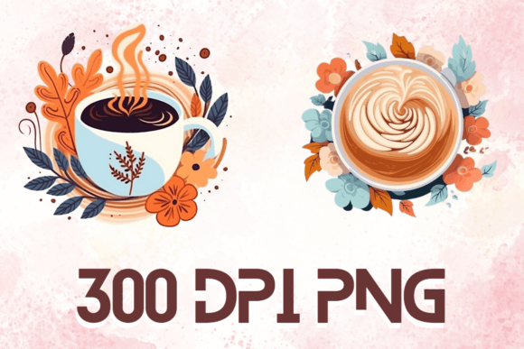 Latte Watercolor Floral Coffee Cups 02