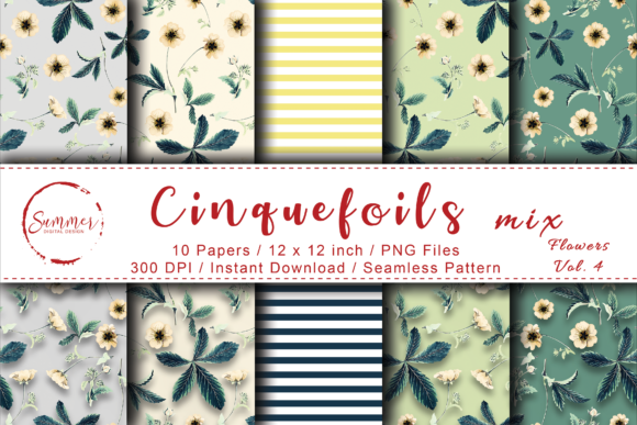 Scrapbooking Floral Pattern Cinquefoils: A Versatile Digital Design for Creative Projects