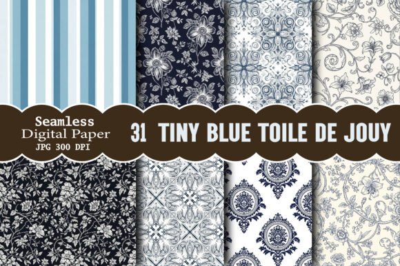 Tiny Blue Toile De Jouy Digital Paper
