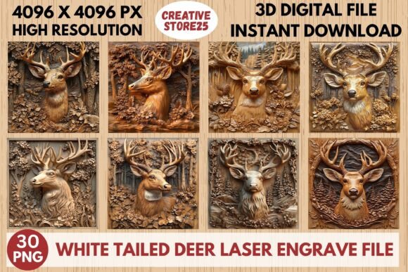 White Tailed Deer Laser Engrave File: A Premium Design for Creative Projects